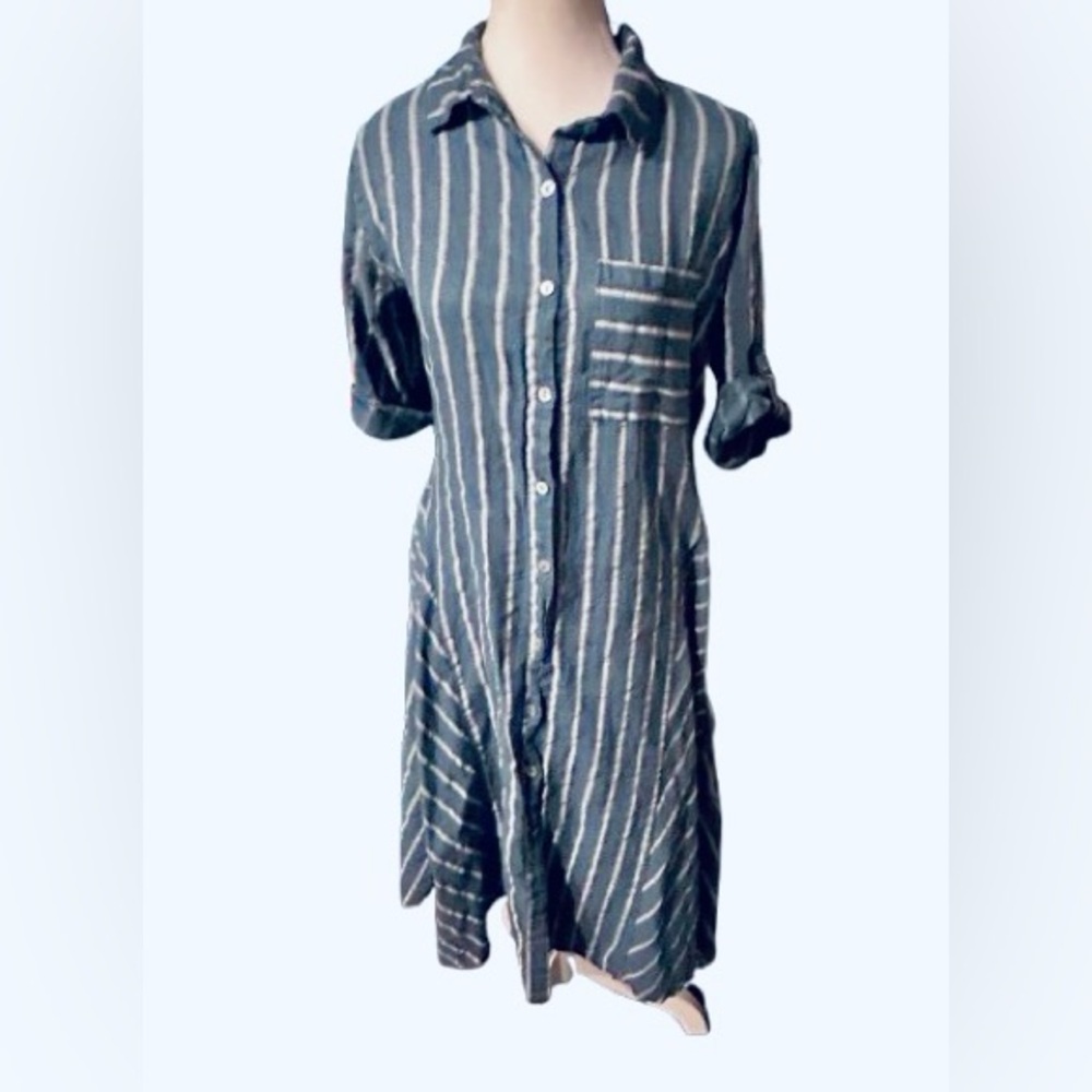 Cotton Linen Italy Shirt Dress Vanessa Zani Bias Resort Beach Designer Medium